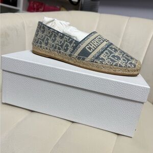 Dior Blue and Beige Espadrille Flats